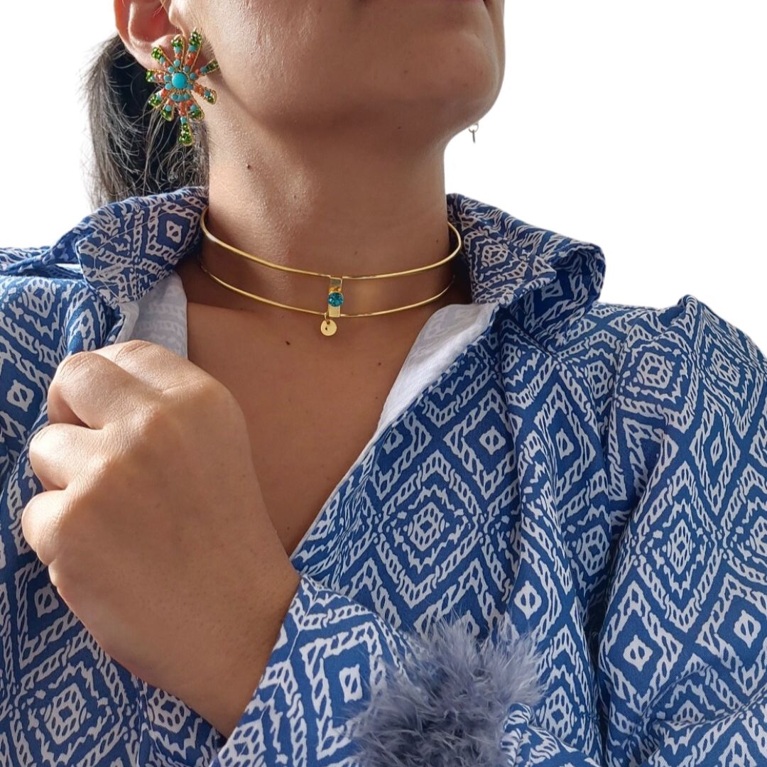 Gold Plated Lily Earrings with Hoop