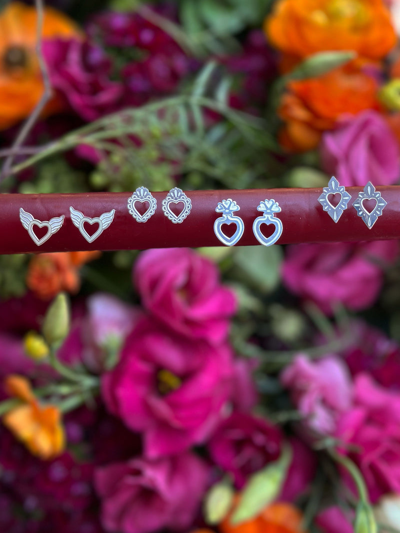 Shining Heart Stud Earrings