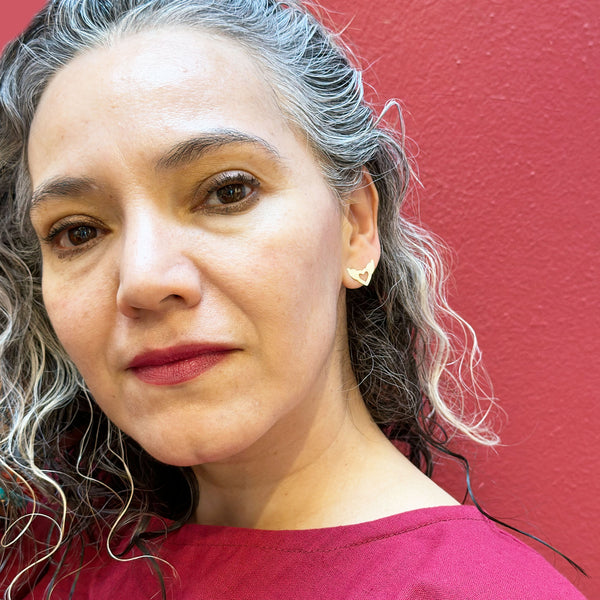 Winged Heart Stud Earrings