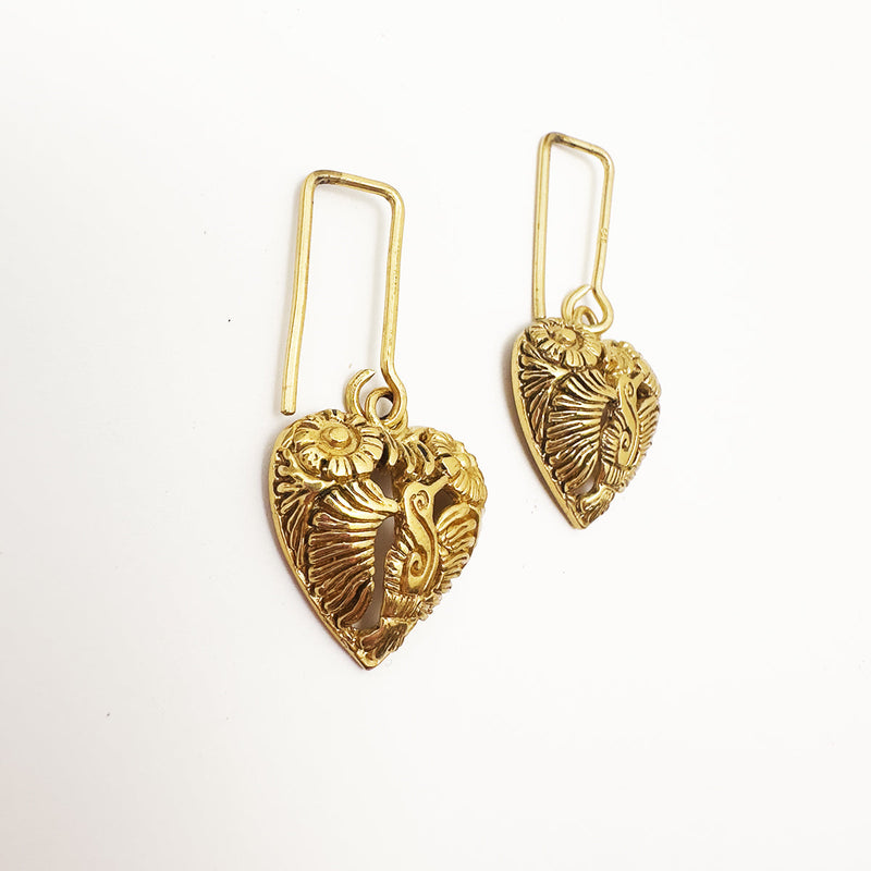 Colibri Heart Silver Earrings – Gold