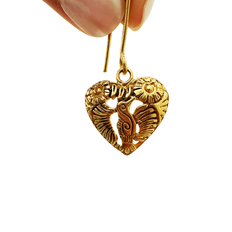 Colibri Heart Silver Earrings – Gold