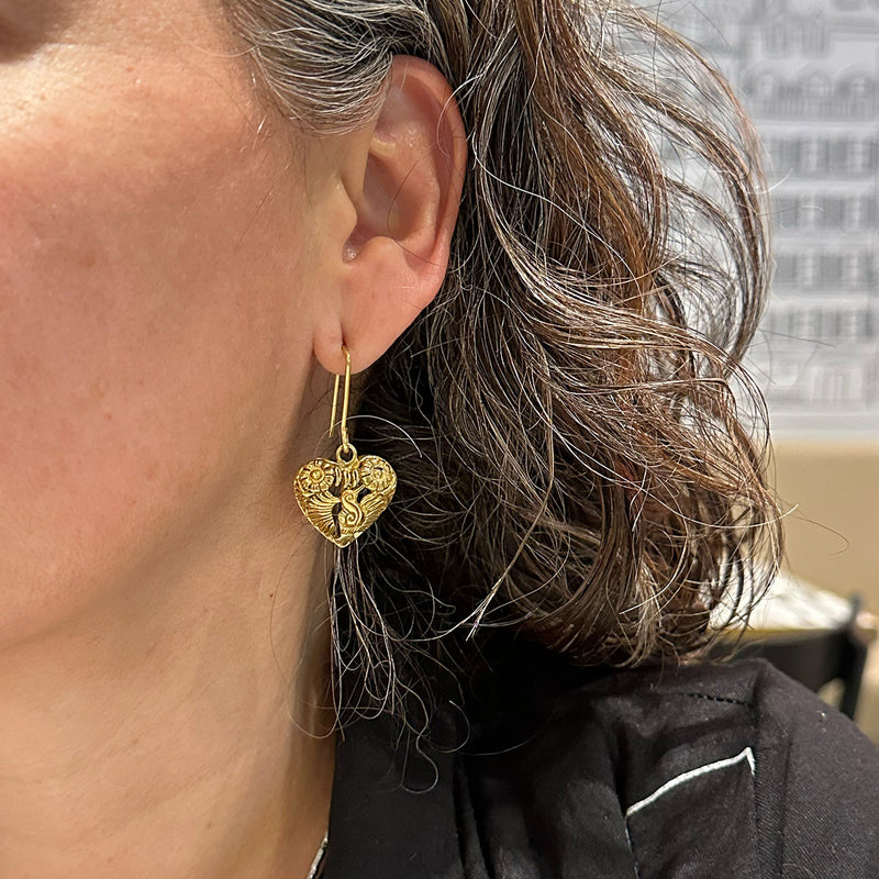 Colibri Heart Silver Earrings – Gold