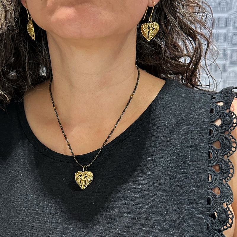 Colibri Heart Silver Earrings – Gold