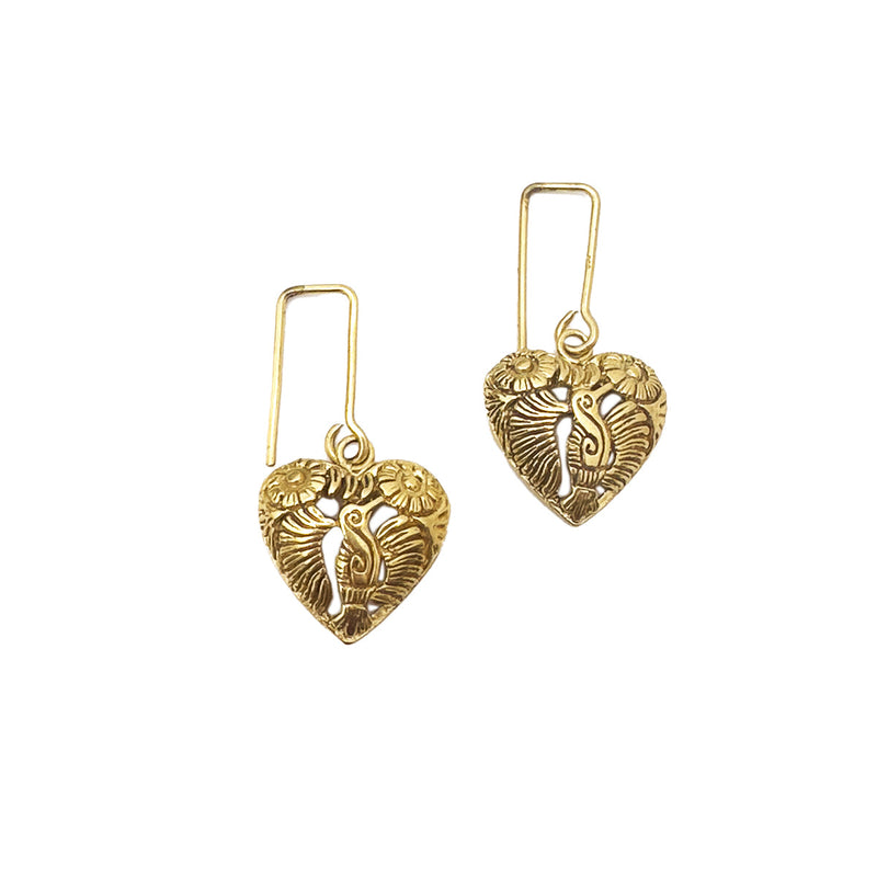 Colibri Heart Silver Earrings – Gold