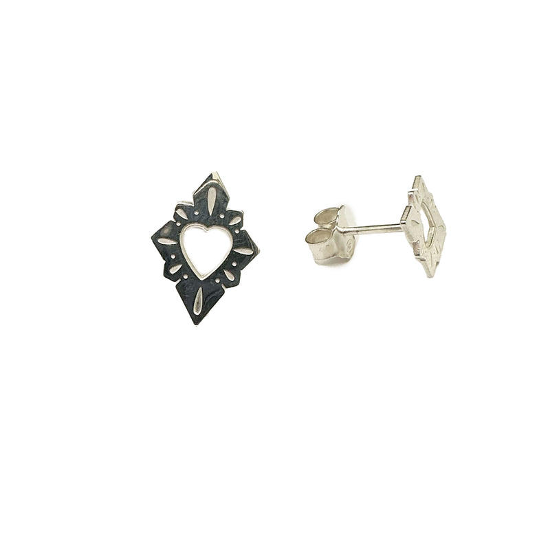 Shining Heart Stud Earrings