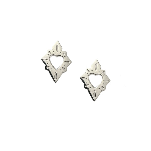 Shining Heart Stud Earrings