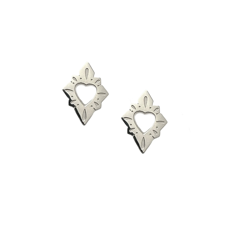 Shining Heart Stud Earrings