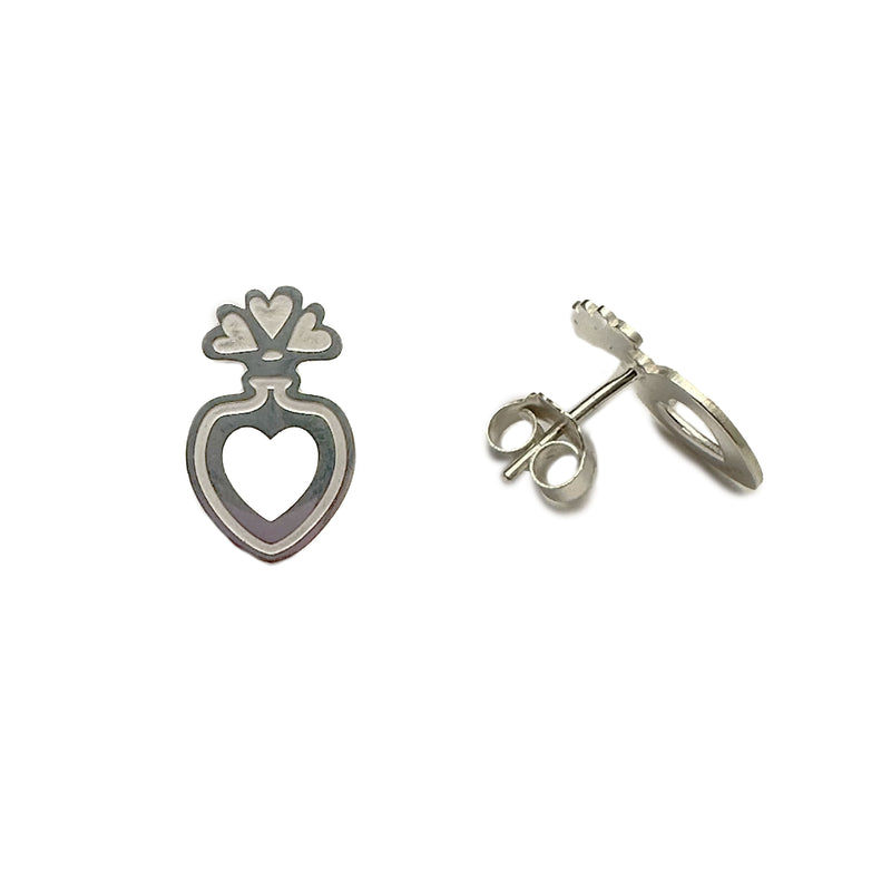 Flower Vase Heart Stud Earrings