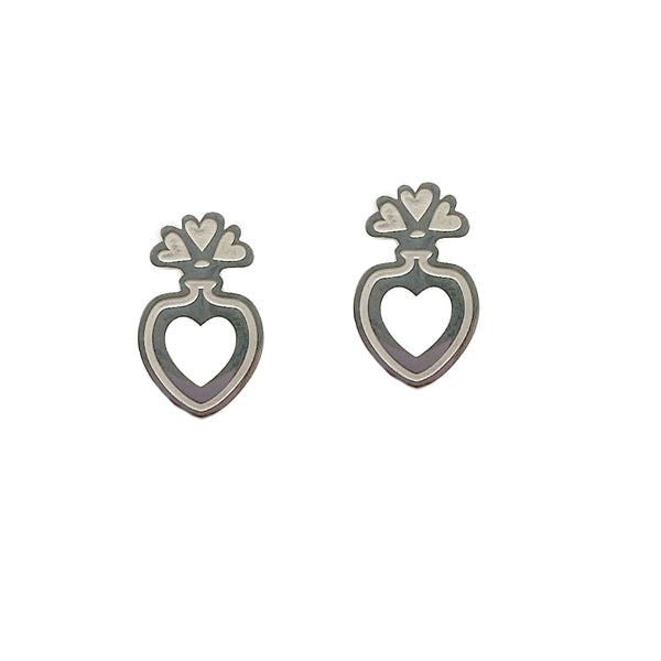 Flower Vase Heart Stud Earrings
