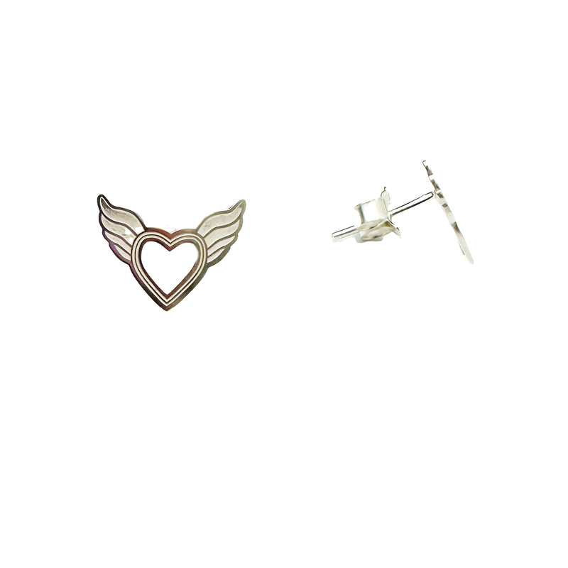 Winged Heart Stud Earrings