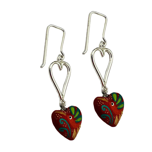 Wood & Silver Hummingbird Earrings