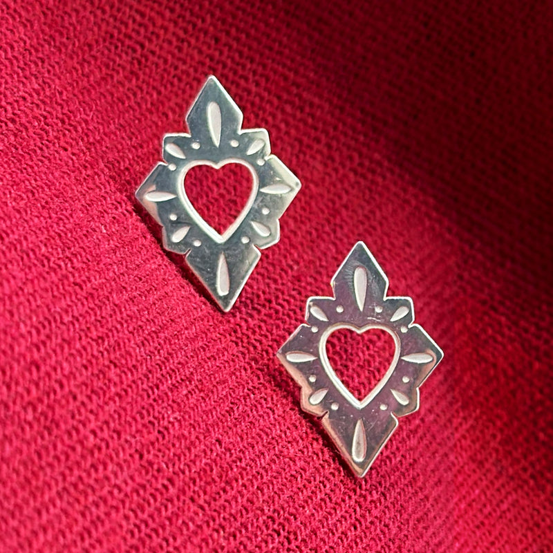 Shining Heart Stud Earrings