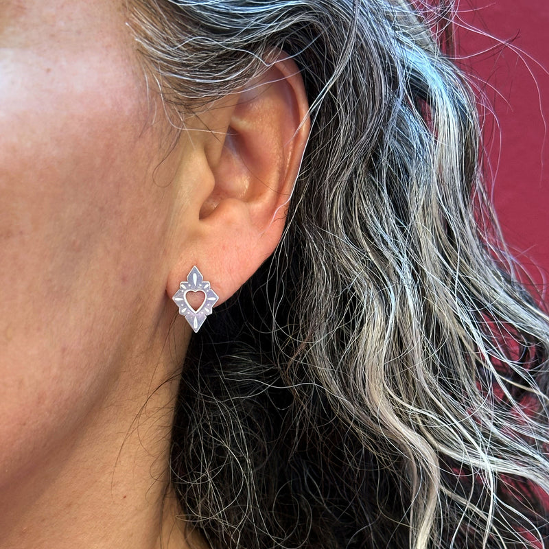 Shining Heart Stud Earrings