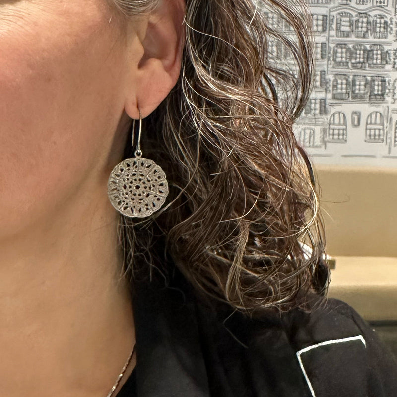 Mandala Silver Earrings