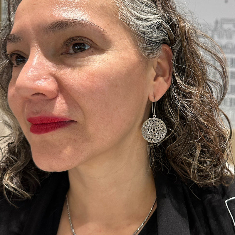 Mandala Silver Earrings