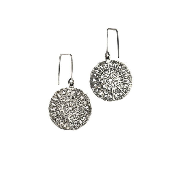 Mandala Silver Earrings