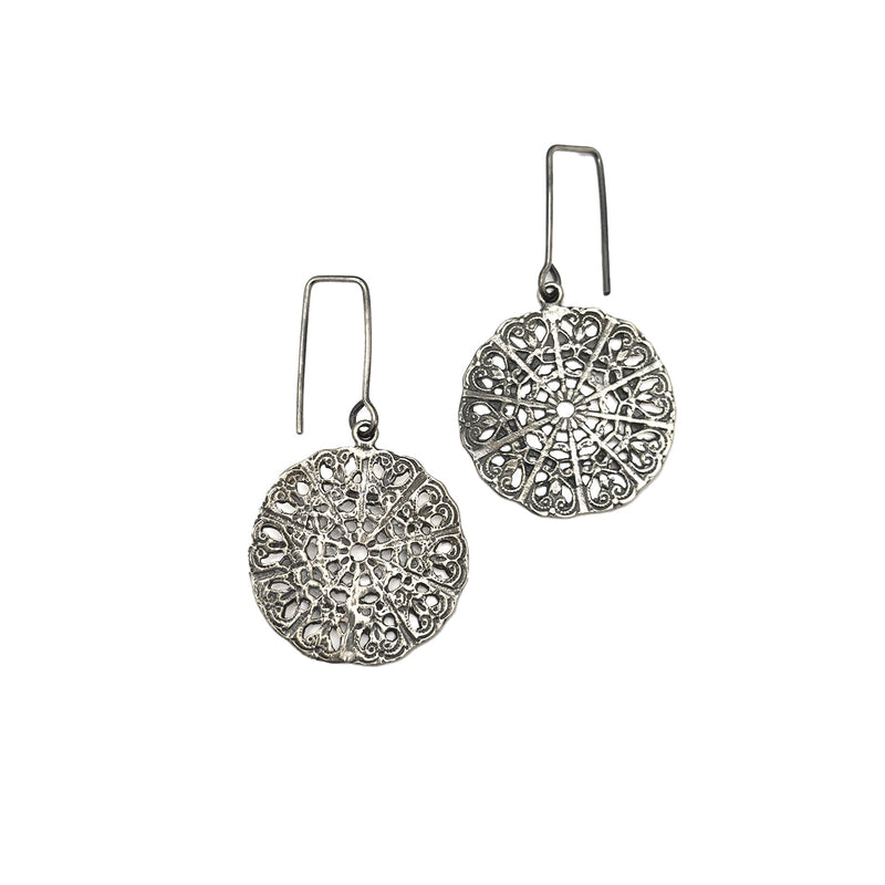 Mandala Silver Earrings