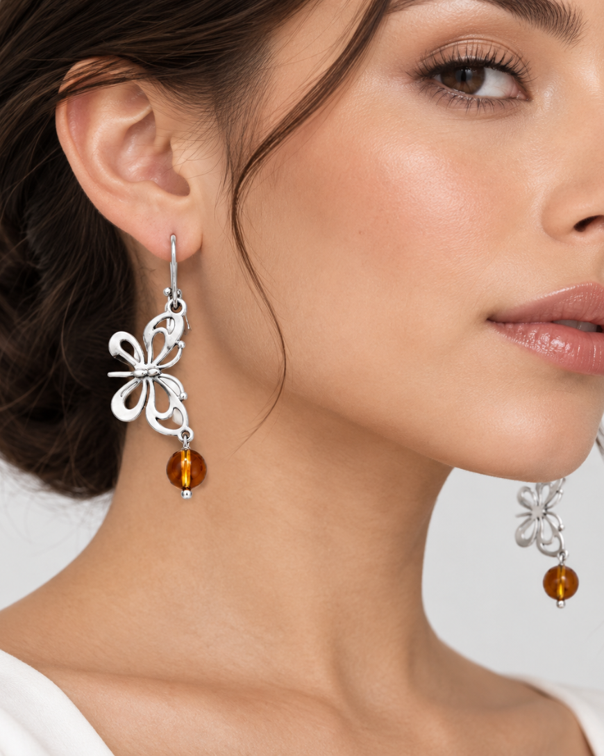 Liberty Earrings With Amber
