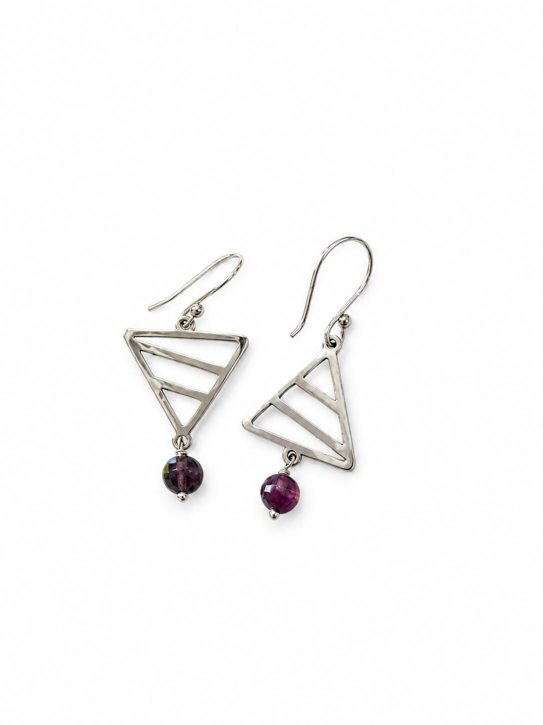 Triangle Earrings With Agate