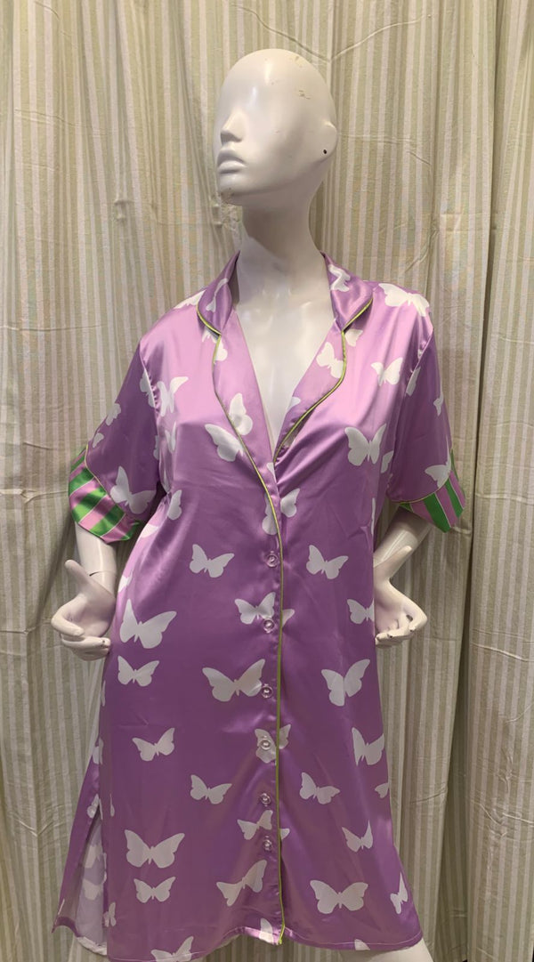 Classic Short Sleeve Gown with Butterfly Designs 1