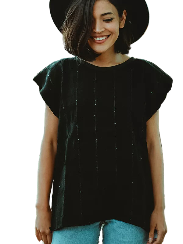 Frayed Blouse Sequins