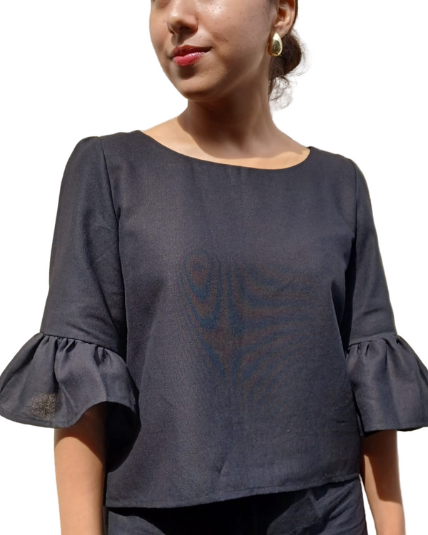 Black Linen Blouse