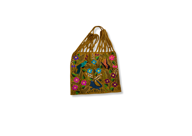 Embroidered Bag with Nature Designs