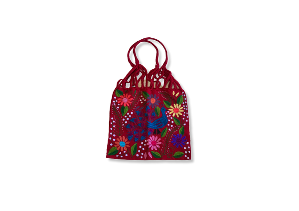 Red Bag with Flower Embroidery