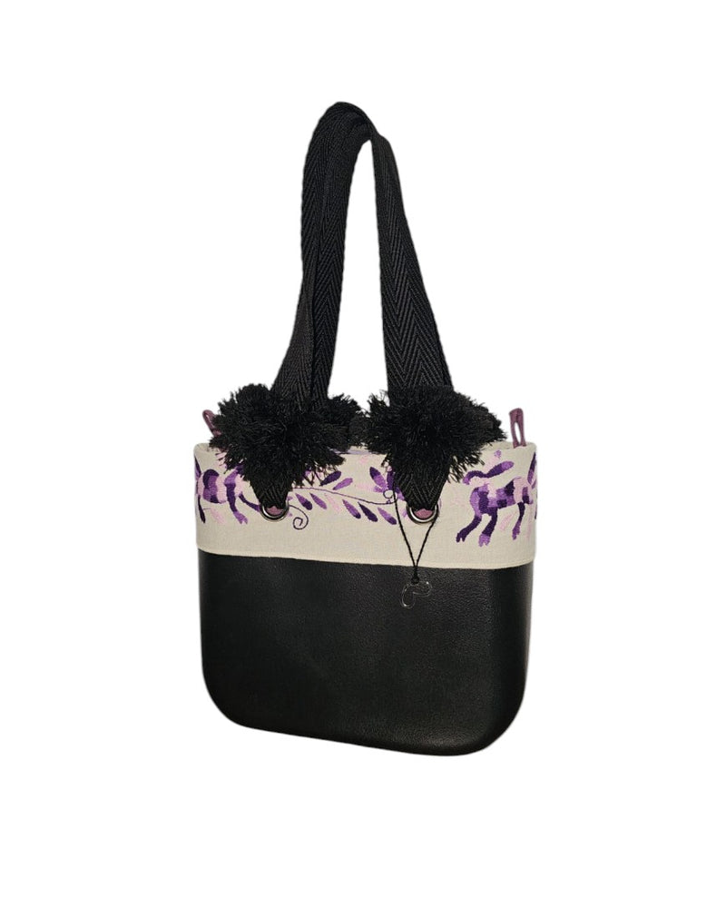 Special Edition Embroidered Bag Tenango, Hidalgo (purple rabbits)