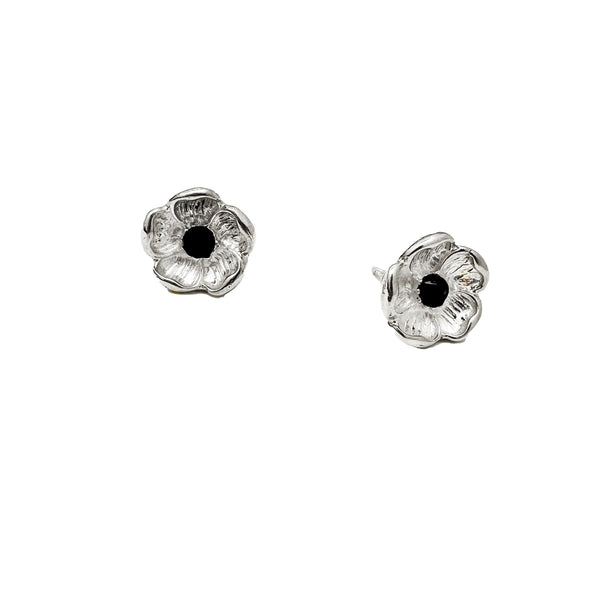 Five-Petal Flower Stud Earrings – Sterling Silver