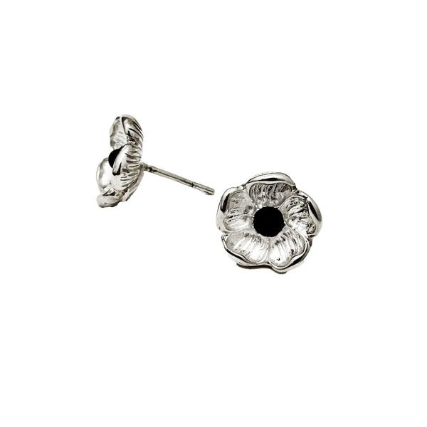 Five-Petal Flower Stud Earrings – Sterling Silver