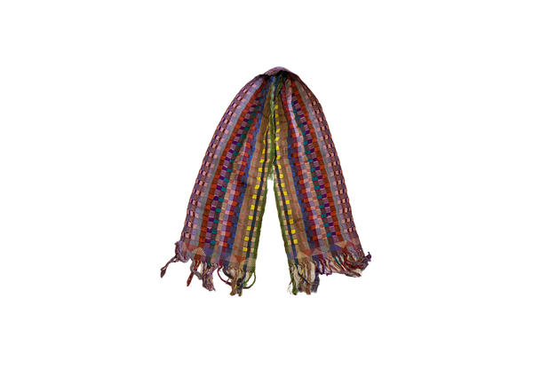 Multicolored Frayed Cotton Scarf