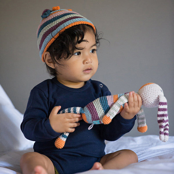 Organic Multi-Colored Striped - Baby Beanie