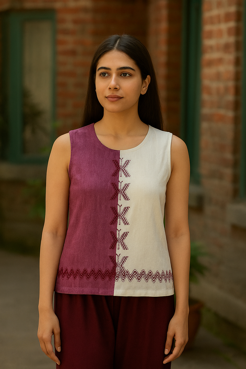 Burgundy Handwoven Blouse