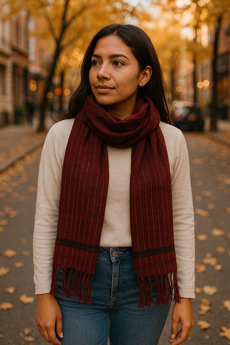 Burgundy Handwoven Scarf