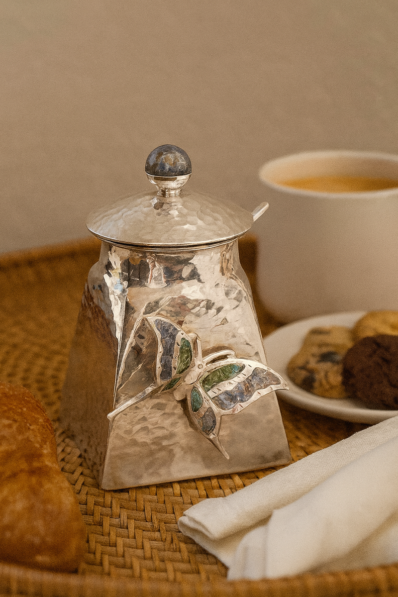 Butterfly Silver Sugar Bowl