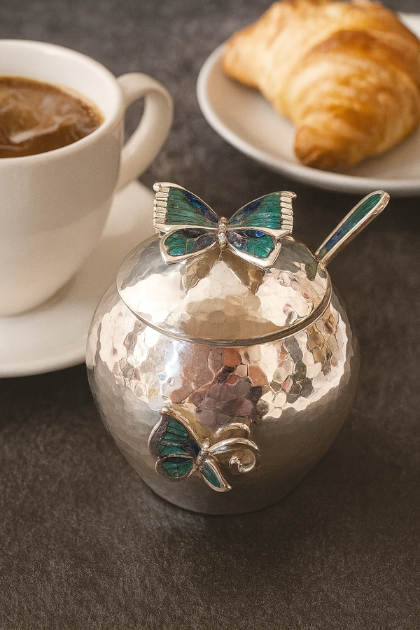 Butterfly Sugar Bowl with Spoon