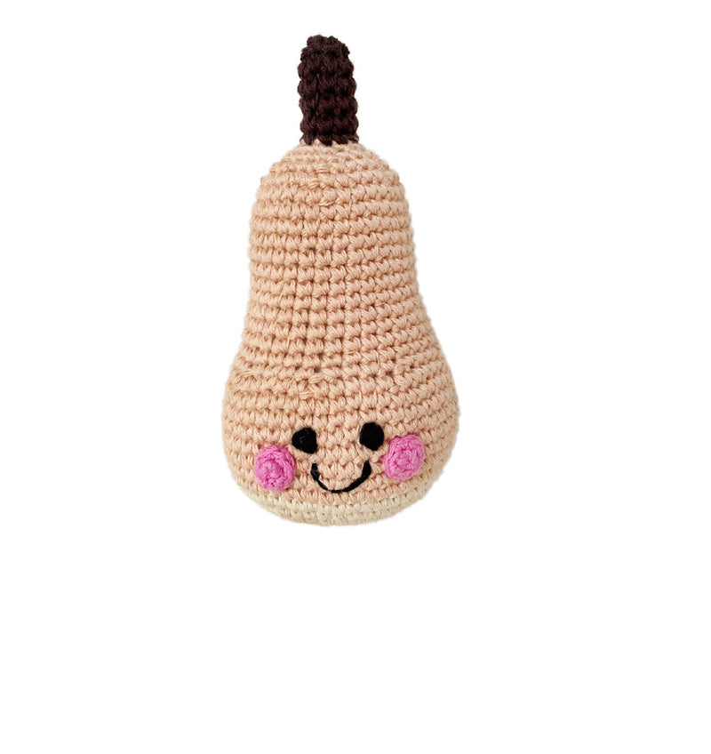 Butternut squash crochet baby rattle