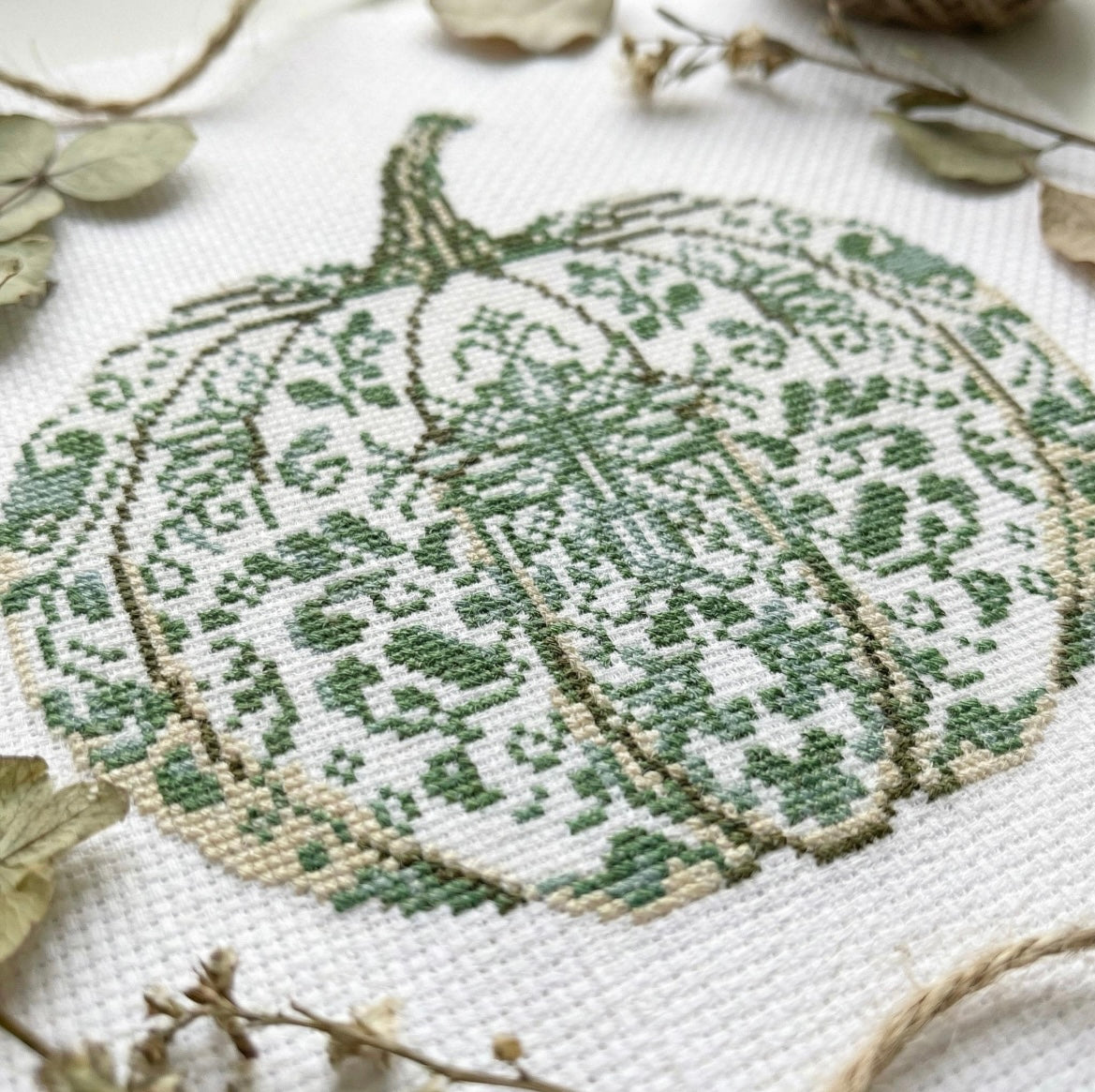Green Floral Pumpkin Decor
