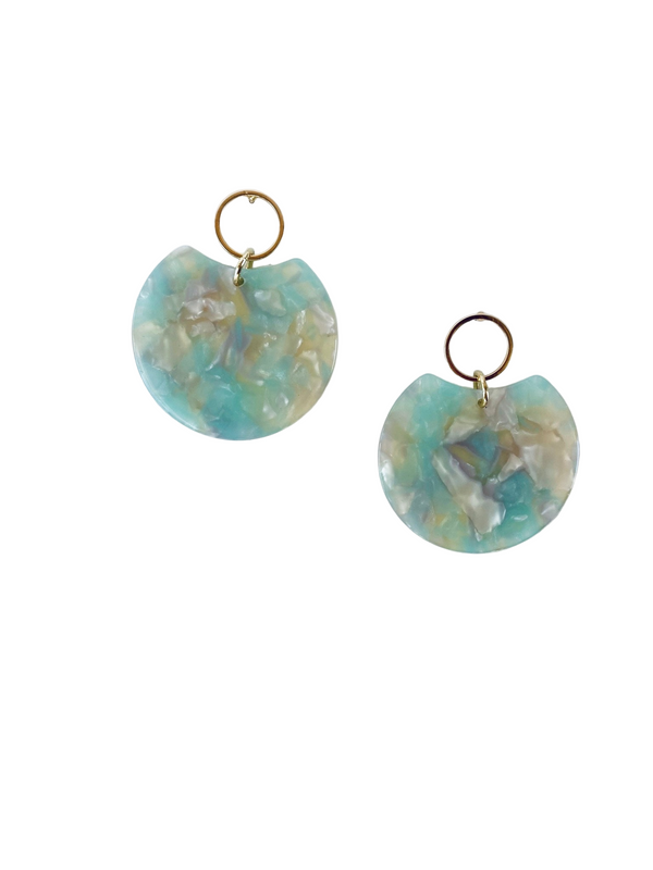 Circle Disc Earrings in Seascape Tortoise