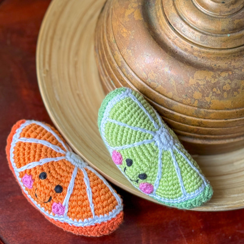 Orang Slice and Lime Slice Baby Rattles