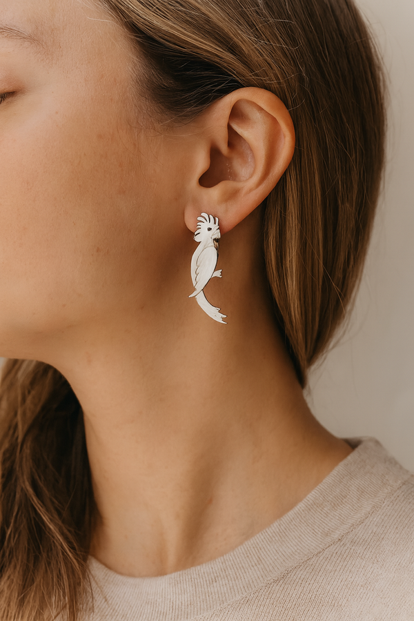 Cockatoo-Inspired Silver Earrings