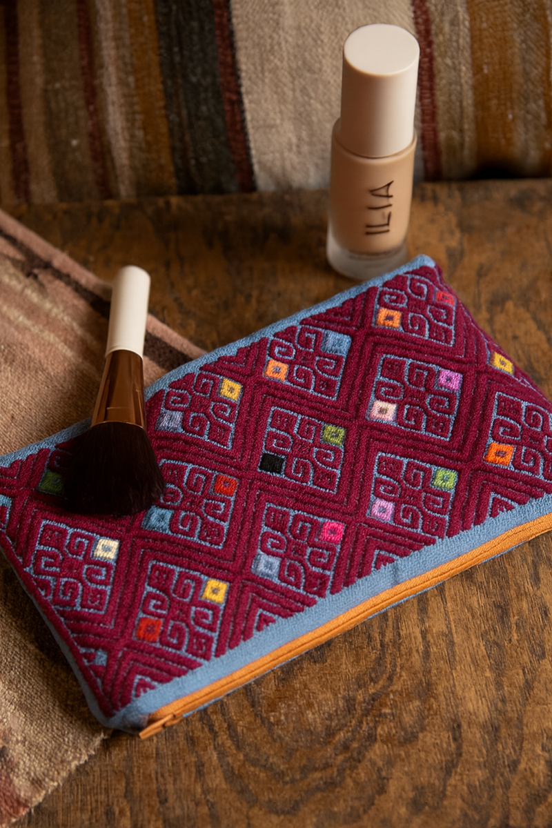 Cotton Make-up Bag - Magenta/Blue