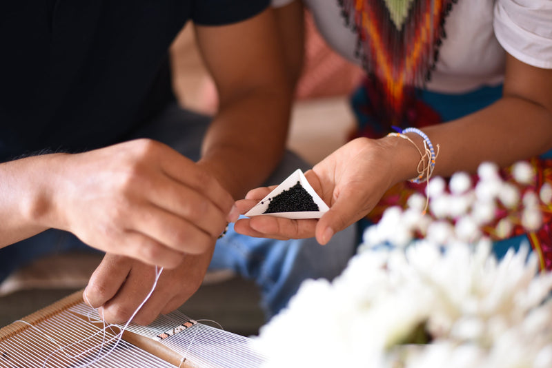 Ear Cuff Beaded Red Fuego