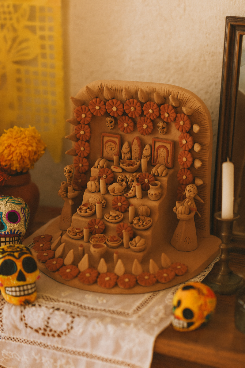 Day of the Dead Altar Scene in Clay
