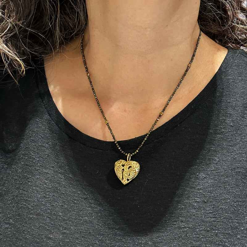 Colibri Heart Silver Pendant – Gold