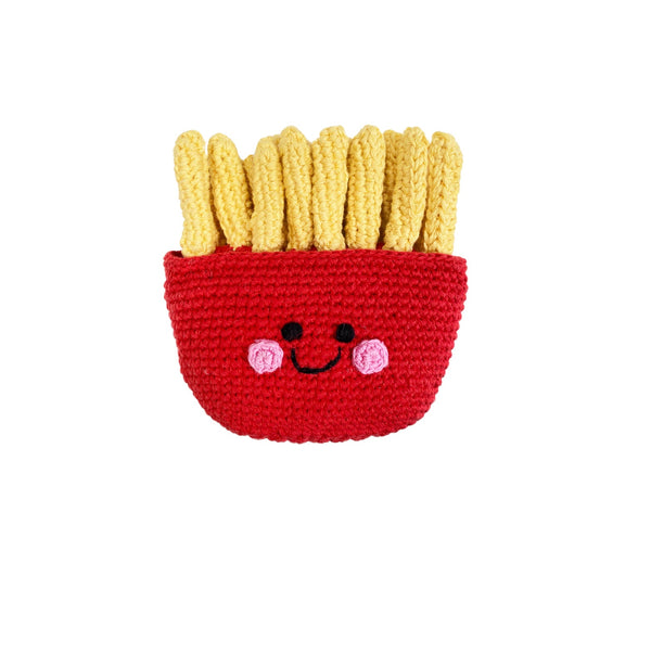 Handmade crochet french fries baby rattle