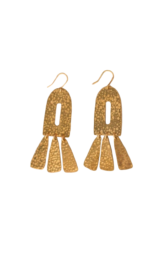 Hammered Brass Fringe Earrings