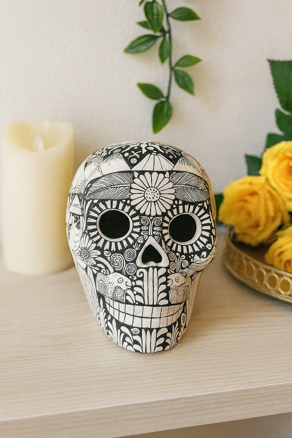 Hand-Painted Clay Skull