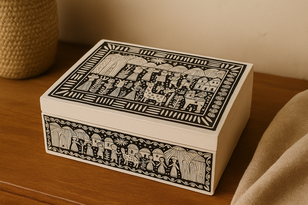 Hand-Painted Wooden Tea Box